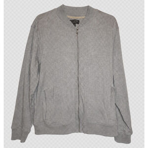 Banana Republic Luxe Touch Bomber Jacket XL Gray Full Zip Cotton Mens Coat